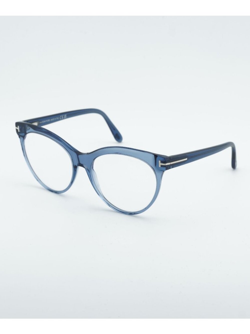 Tom Ford FT5827-B 090 Eyeglasses Blue 55mm Cat Eye Frame, Blue Light Block